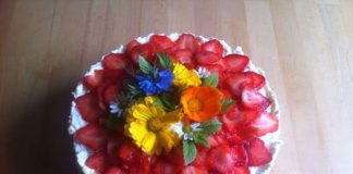 Naked Cake Erdbeertorte mit Blüten