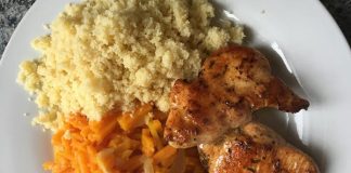 Putenmedaillons mit Kürbisgemüse und Couscous